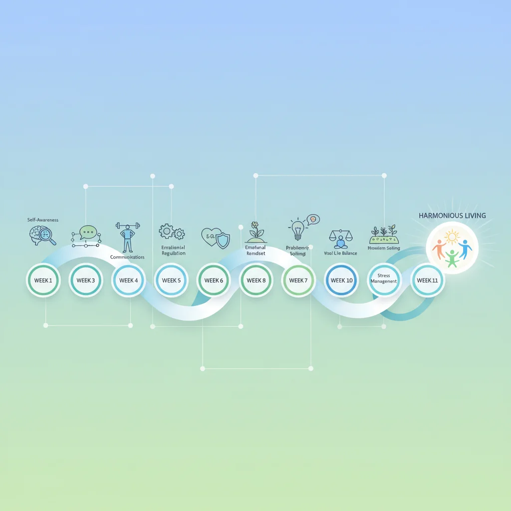 Visual representation of a 12-week program timeline with milestones for boundary development.