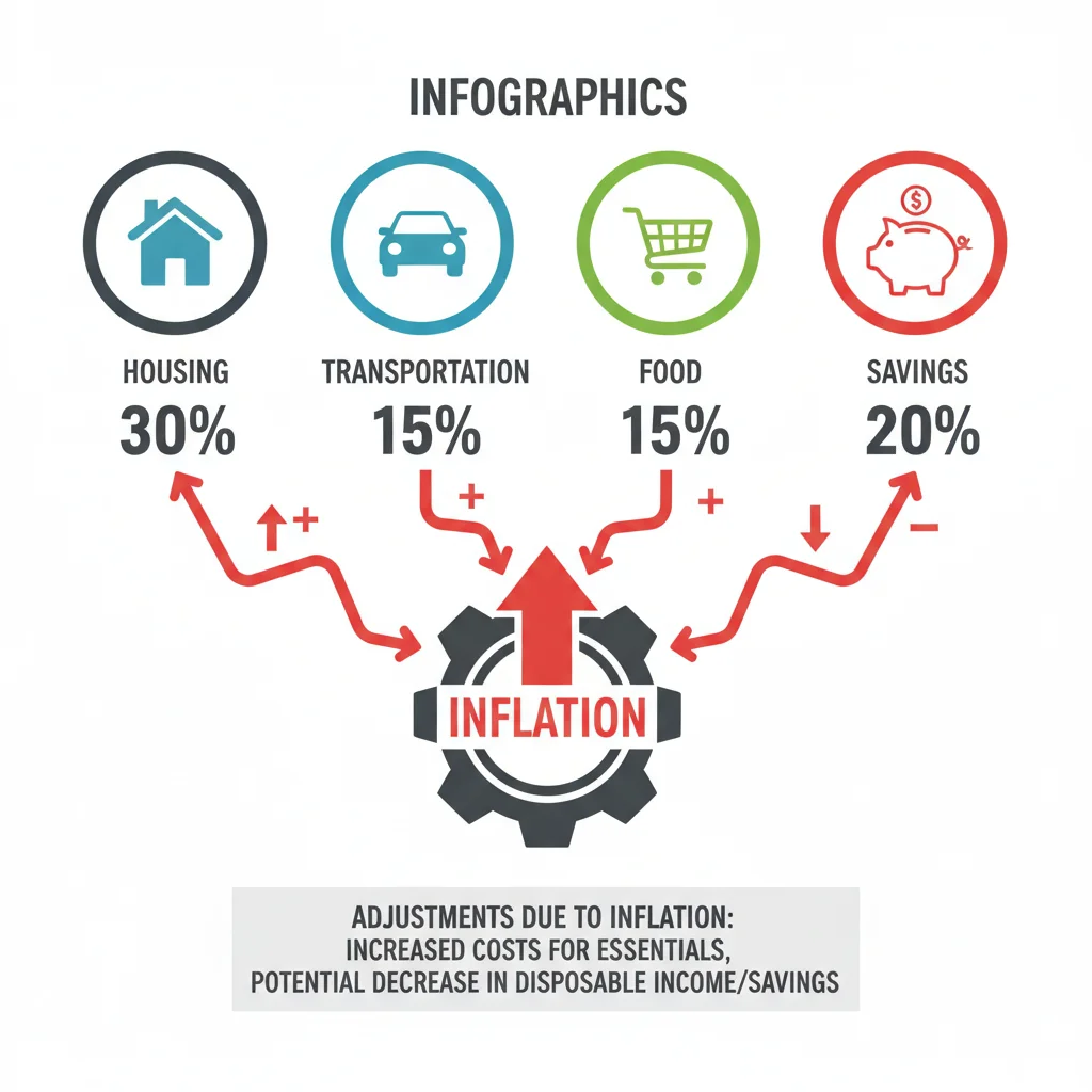 Infographic showing budget category adjustments in response to inflation.
