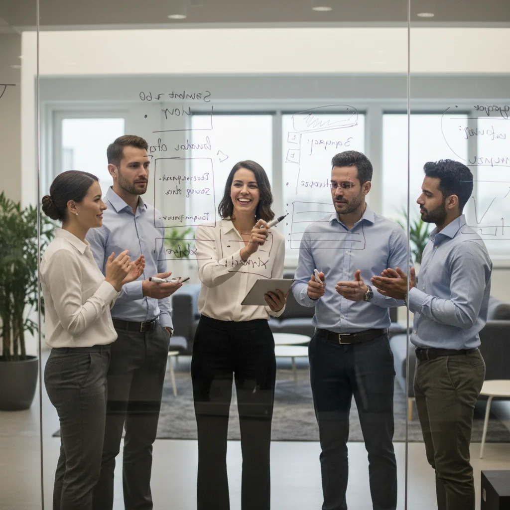 Professionals collaborating in an office, symbolizing strong support networks.