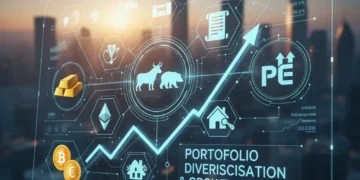 Diversified investment portfolio with various asset classes on a modern financial dashboard
