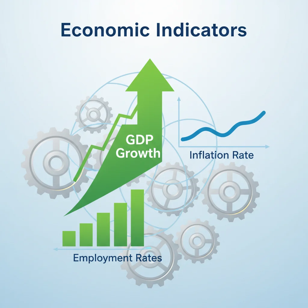 Infographic illustrating key Q1 2026 economic factors: GDP, inflation, employment.