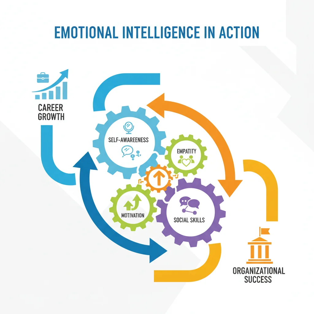 Infographic illustrating components and benefits of emotional intelligence