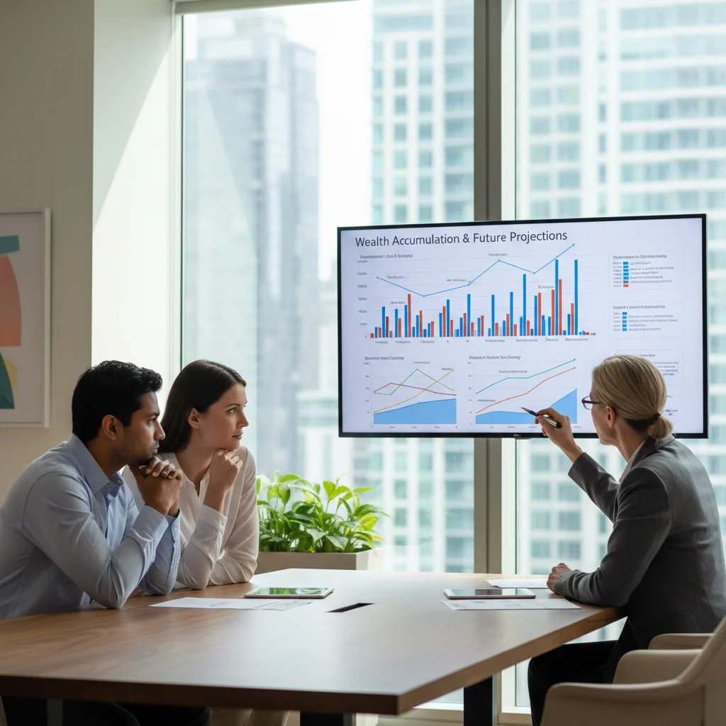 Couple consults financial advisor for Social Security benefit optimization strategies.