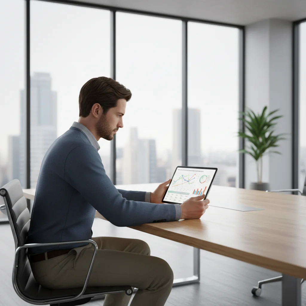 Individual analyzing diversified investment portfolio on a tablet