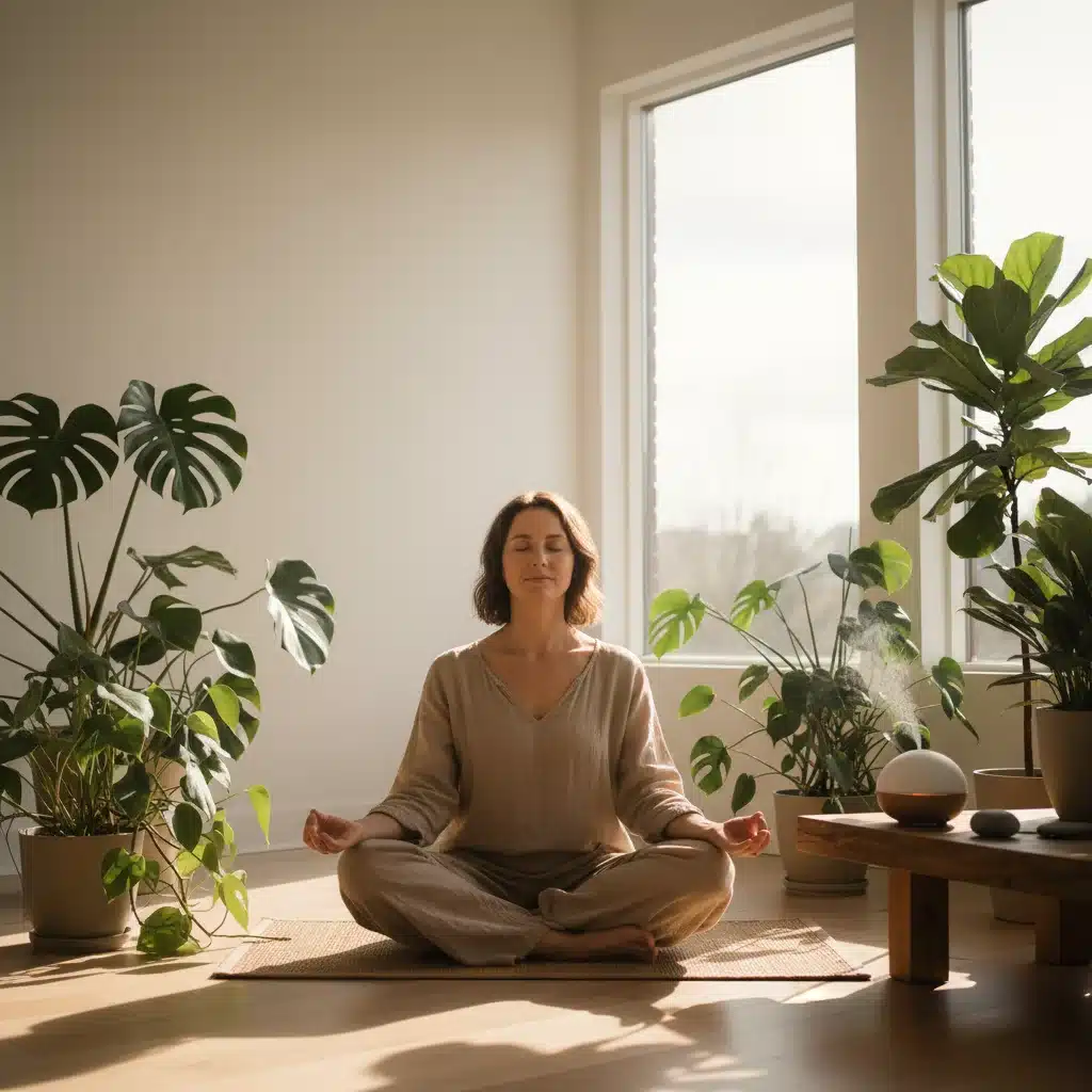 Person meditating, practicing mindfulness for stress reduction.