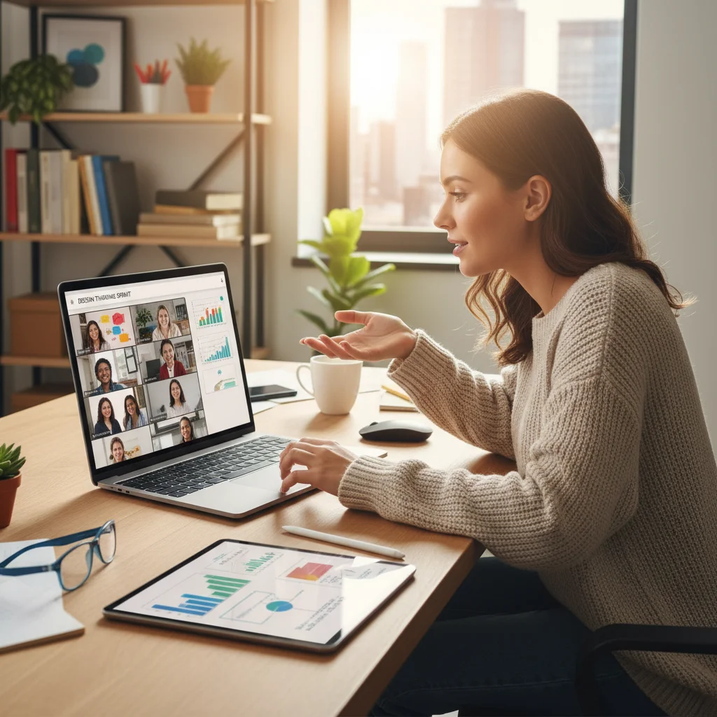 Individual engaged in online learning, enhancing skills and knowledge.