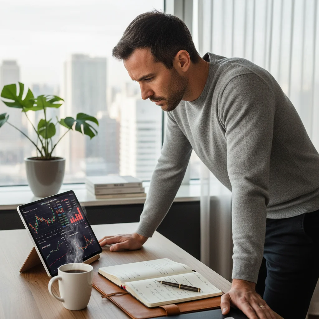 Person analyzing financial charts on a tablet, focusing on personal finance strategies amidst economic shifts.
