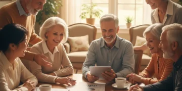 Seniors review financial documents, planning to maximize Social Security benefits for a secure retirement.