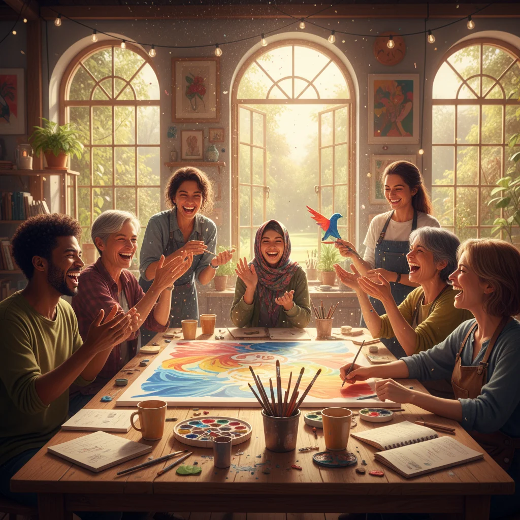 Diverse group of people laughing and connecting, illustrating the power of social bonds for happiness