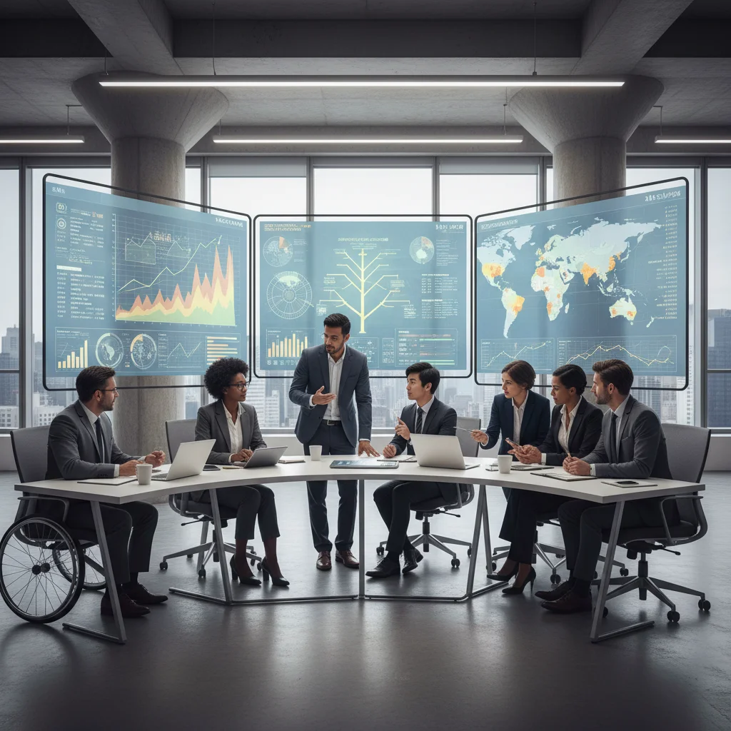 Professionals analyzing market data for strategic investment in emerging markets