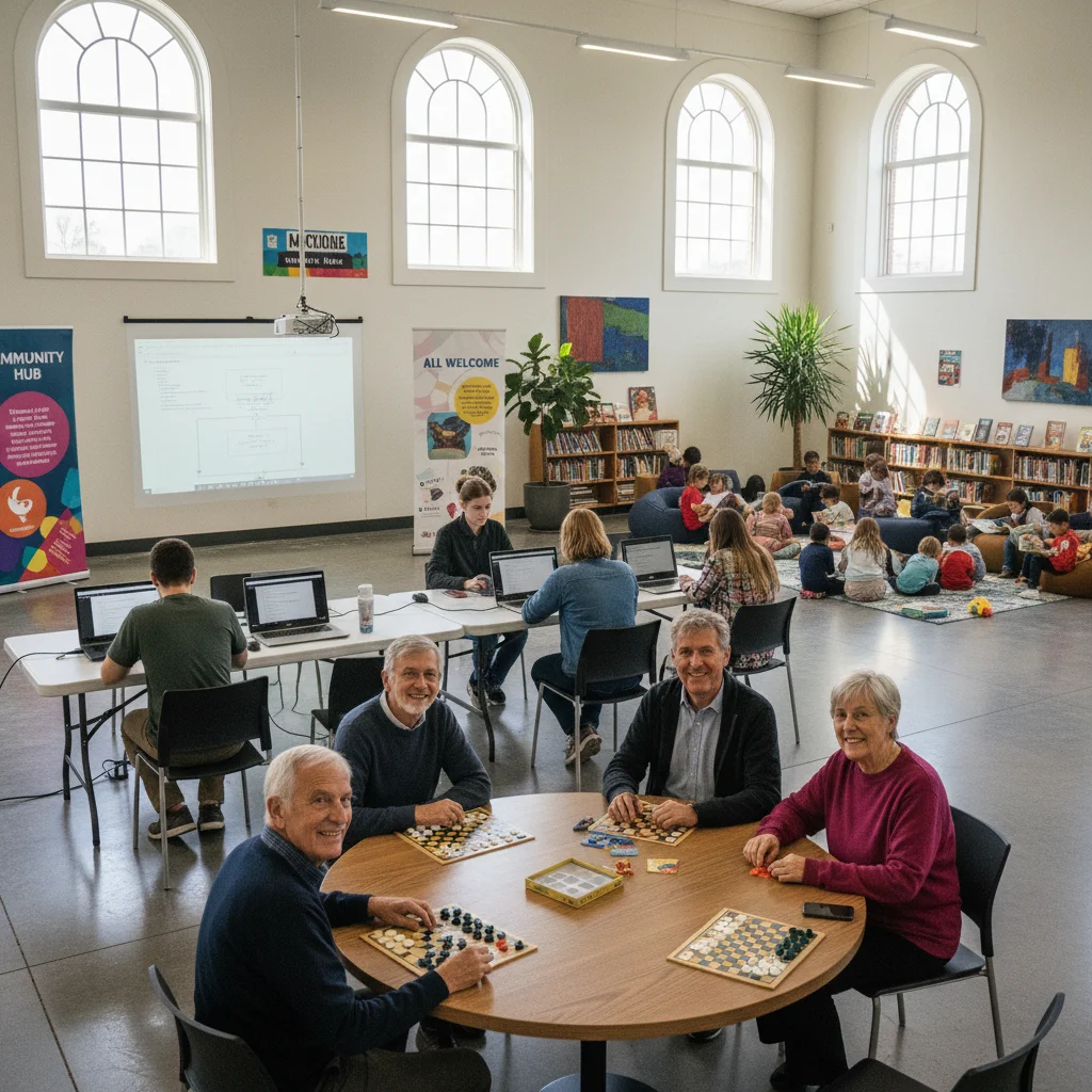 Vibrant community center with diverse activities for all ages.