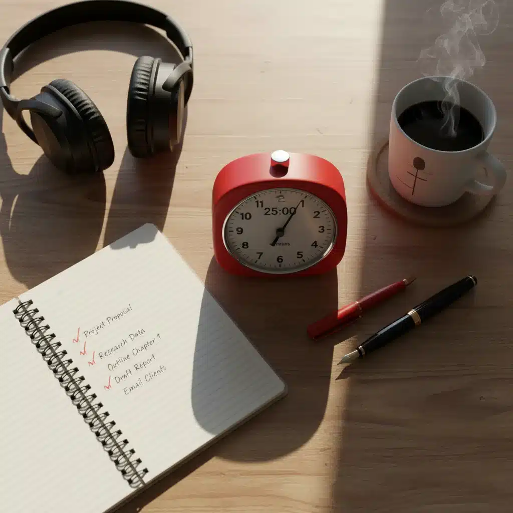Pomodoro Technique timer and task list for productivity
