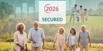 Seniors enjoying retirement activities with financial charts overlay, symbolizing boosted social security benefits and strategic planning for 2026.
